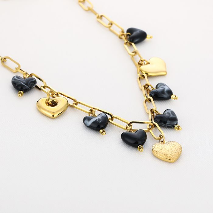 NECKLACE HEARTS BLACK