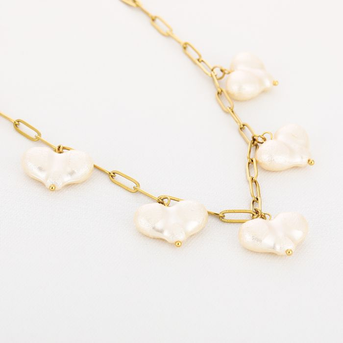 NECKLACE PEARL HEARTS